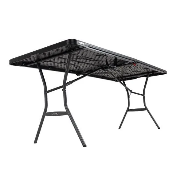 Lifetime 6-Foot Rectangle Fold-in-Half Folding Table, Black - MSRP $99.99