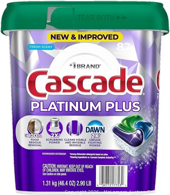 Cascade Platinum Plus Dishwasher Detergent ActionPacs, Fresh - 82 Pacs - MSRP $28.99 - SEE LINK