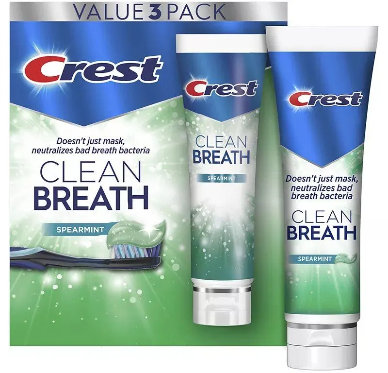 Crest Clean Breath Antibacterial Toothpaste, Spearmint Flavor, 4.6 oz. - 3-Pack - MSRP $19.99 - SEE LINK
