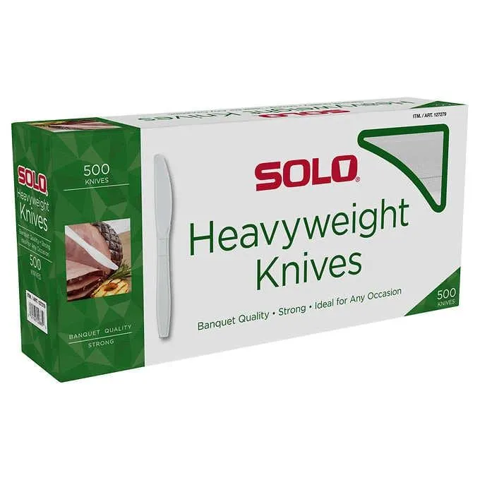 Solo Heavyweight Plastic Knife, White - 500-Count - MSRP $14.99