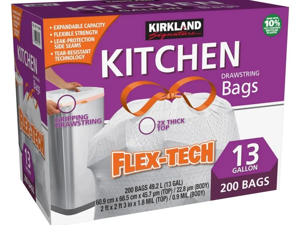 Kirkland Signature Flex-Tech 13-Gallon Kitchen Trash Bag - 200-Count - MSRP $19.99 - SEE LINK