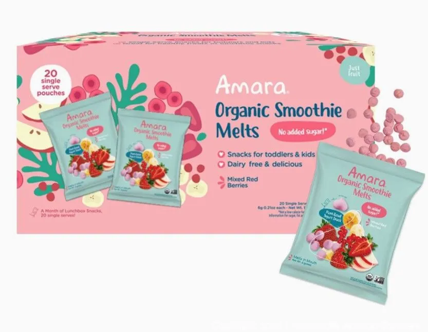 Amara Organic Smoothie Melts Baby Snacks, 2 oz. - 20-Pack - MSRP $21.99