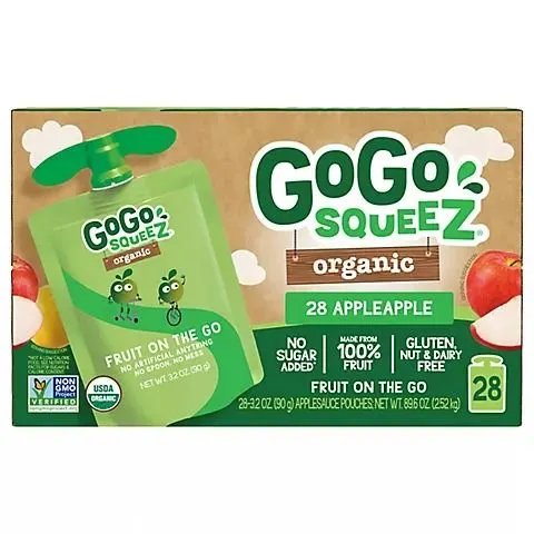 GoGo SqueeZ Organic Applesauce, Apple - 28-Count - MSRP $19.99