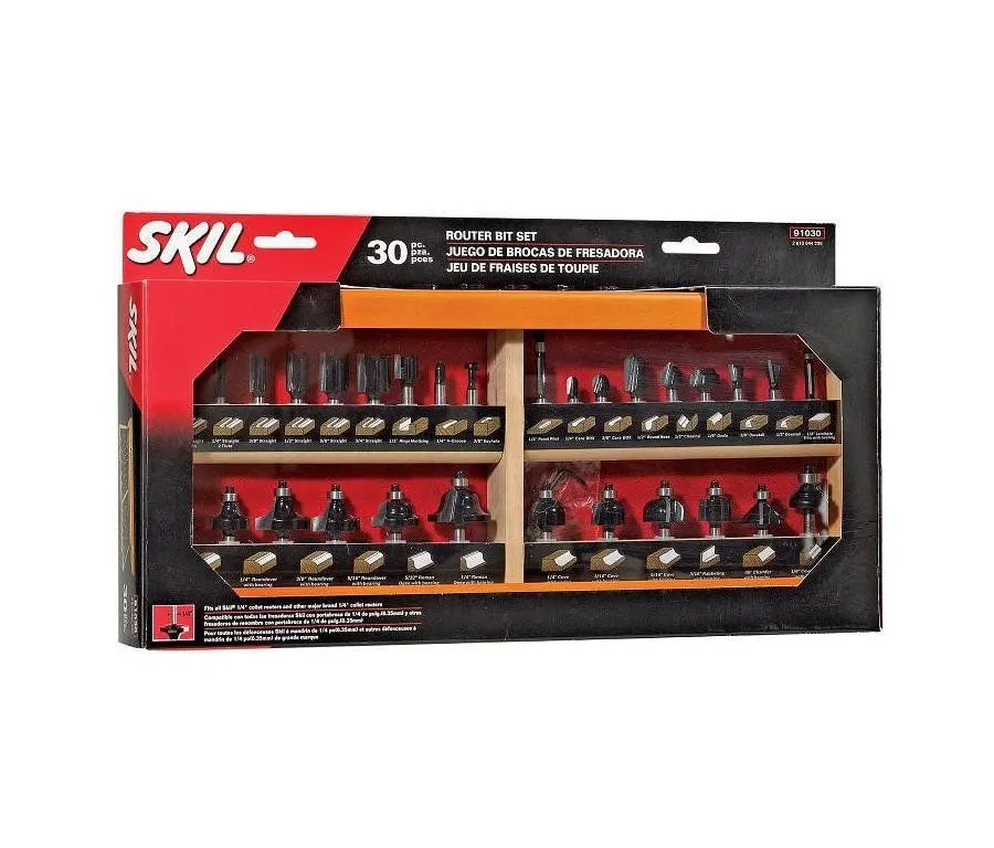 (Brand New) SKIL 30-Piece Carbide-Tipped Router Bit Set, Fits 1/4" Router - MSRP $69.99