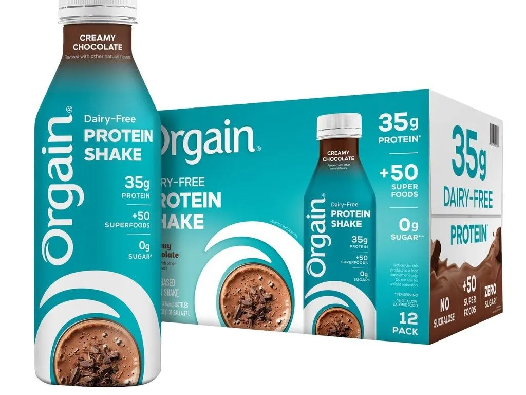 Orgain 35g Dairy-Free Protein Shake, Creamy Chocolate - 12-Count - MSRP $25.99