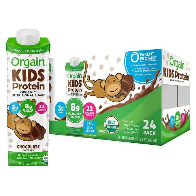 Orgain USDA Organic Kids Nutritional Protein Shake, Chocolate, 8 fl oz - 24-Count - MSRP $37.99 - SEE LINK
