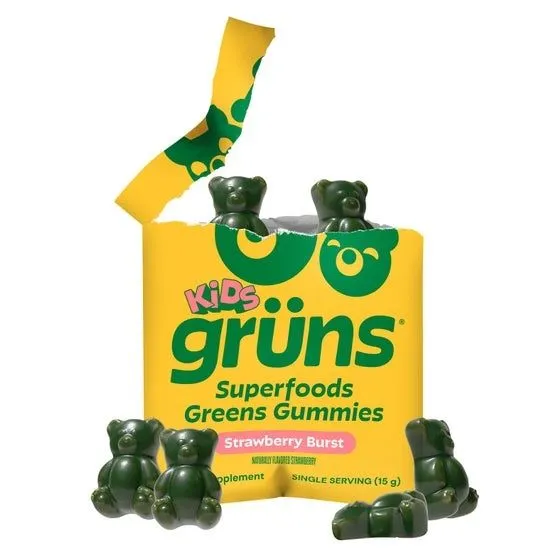 Kids Grüns Superfood Greens Strawberry Burst-Flavored Gummies, 35 Daily Packs - MSRP $56.99 - SEE LINK