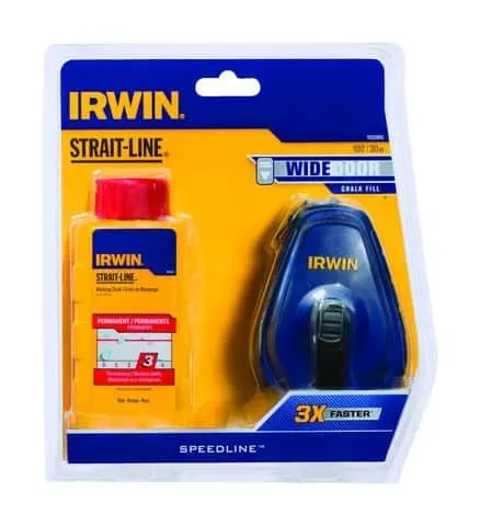 (Brand New) IRWIN STRAIT-LINE Chalk Line Speedline Reel, Red, 100' - 2-Piece Set - MSRP $13.99 - SEE LINK
