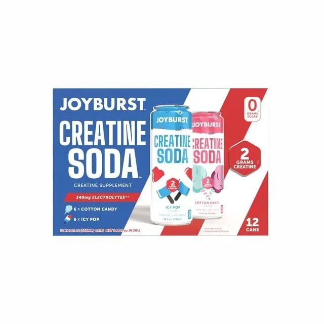 Joyburst Creatine Soda Variety Pack, 12 fl. oz., 12 pk. - MSRP $16.99