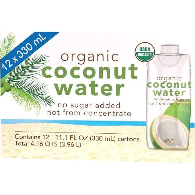Kirkland Signature Organic Coconut Water, 11.1 fl oz - 12-Count - MSRP $12.99 - SEE LINK