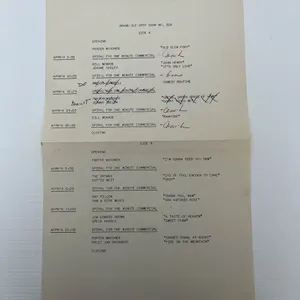 Vintage Radio Cue Sheet For The Grand Ole Opry Show No. 349