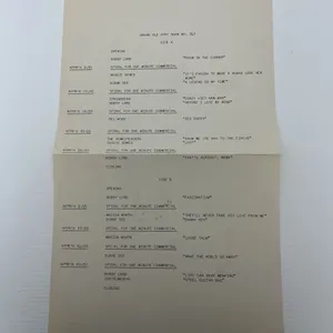 Vintage Radio Cue Sheet For The Grand Ole Opry Show No. 347