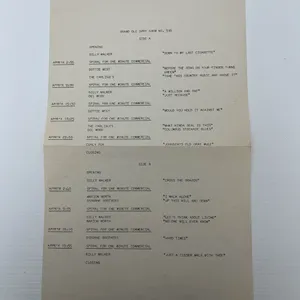 Vintage Radio Cue Sheet For The Grand Ole Opry Show No. 336