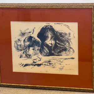 Sandu Liberman Signed Print of Two Children