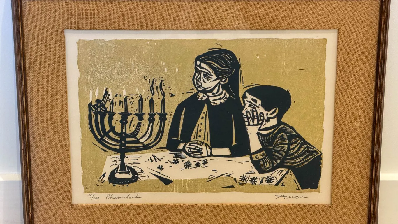 Amen Chanukah Signed and Numbered Woodcut