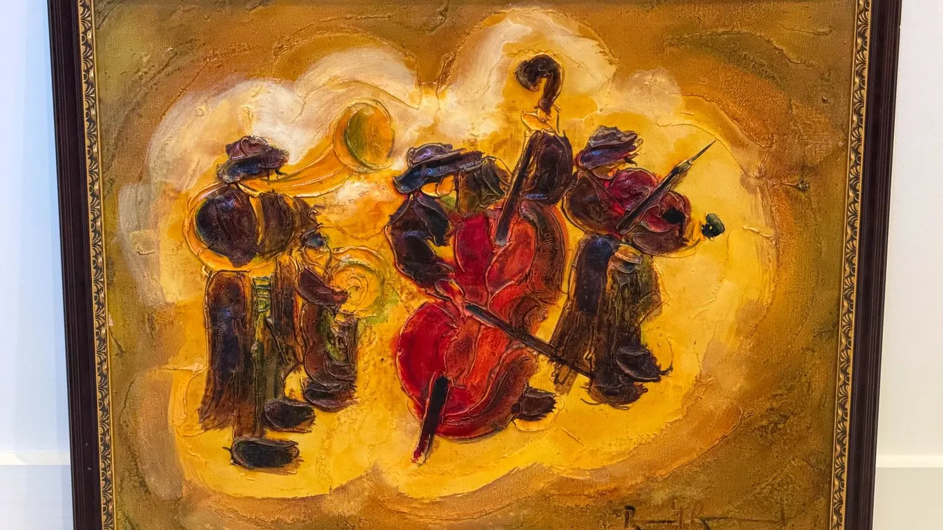 Framed Textured Musician Scene