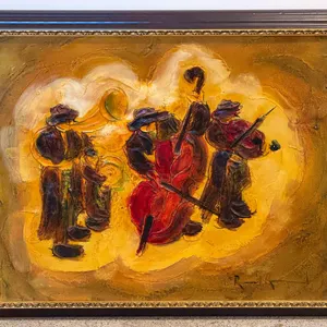 Framed Textured Musician Scene