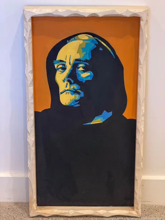 Framed Pop Art Portrait in Blue, Yellow and Orange