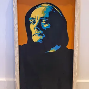 Framed Pop Art Portrait in Blue, Yellow and Orange