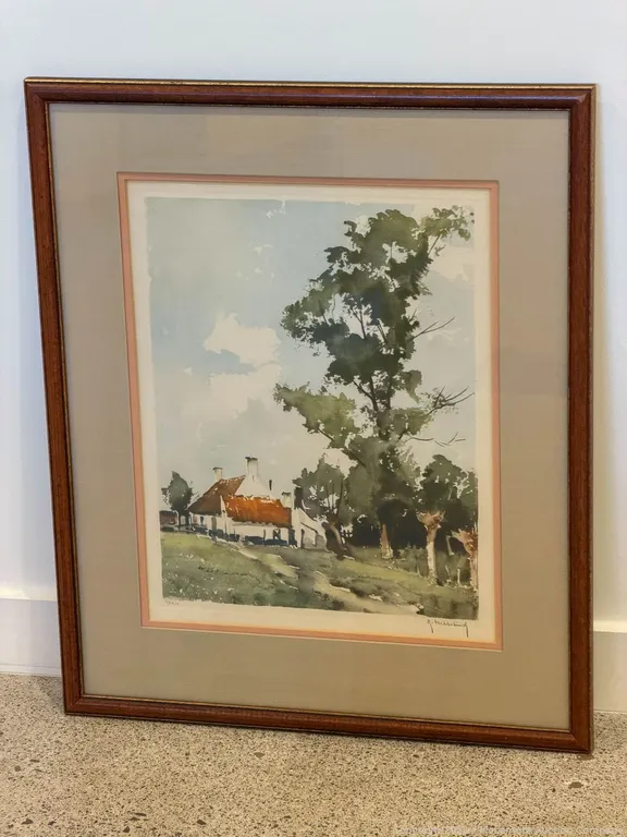Signed Limited-Edition Rural Cottage Landscape Print