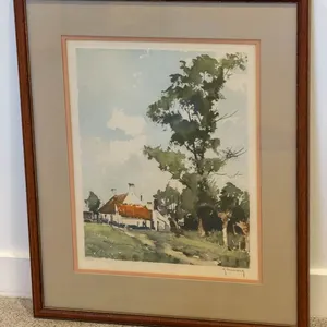 Signed Limited-Edition Rural Cottage Landscape Print