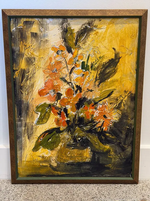 M. Gibson Textured Floral Still-Life Painting
