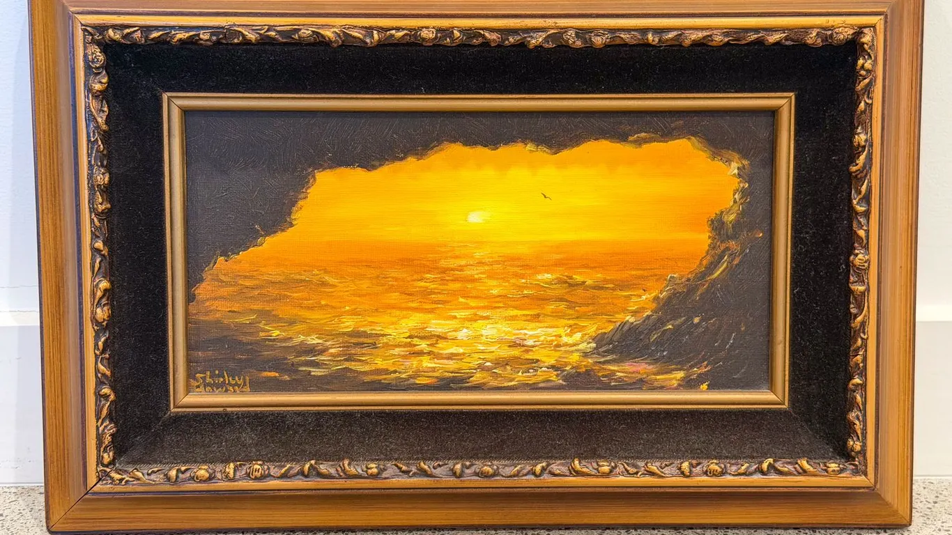 Signed Sunset Seascape Painting