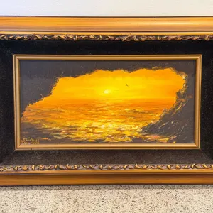 Signed Sunset Seascape Painting