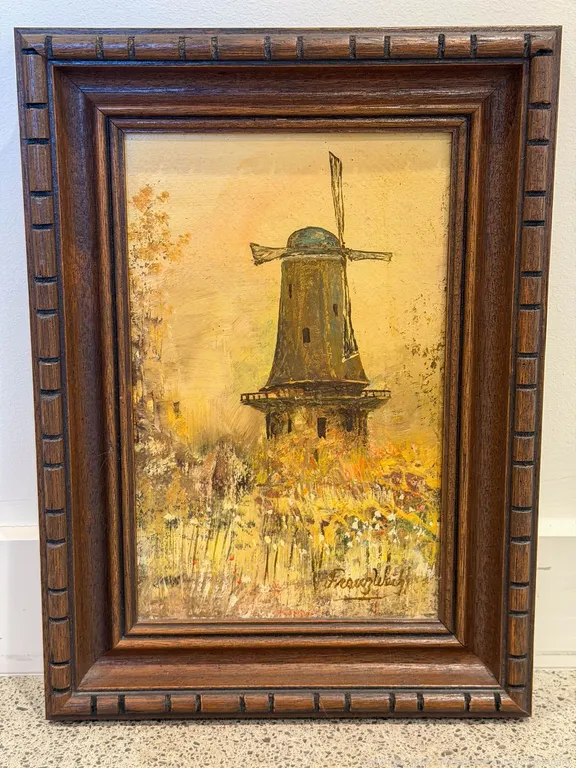 Peggy Webb Signed Windmill Painting