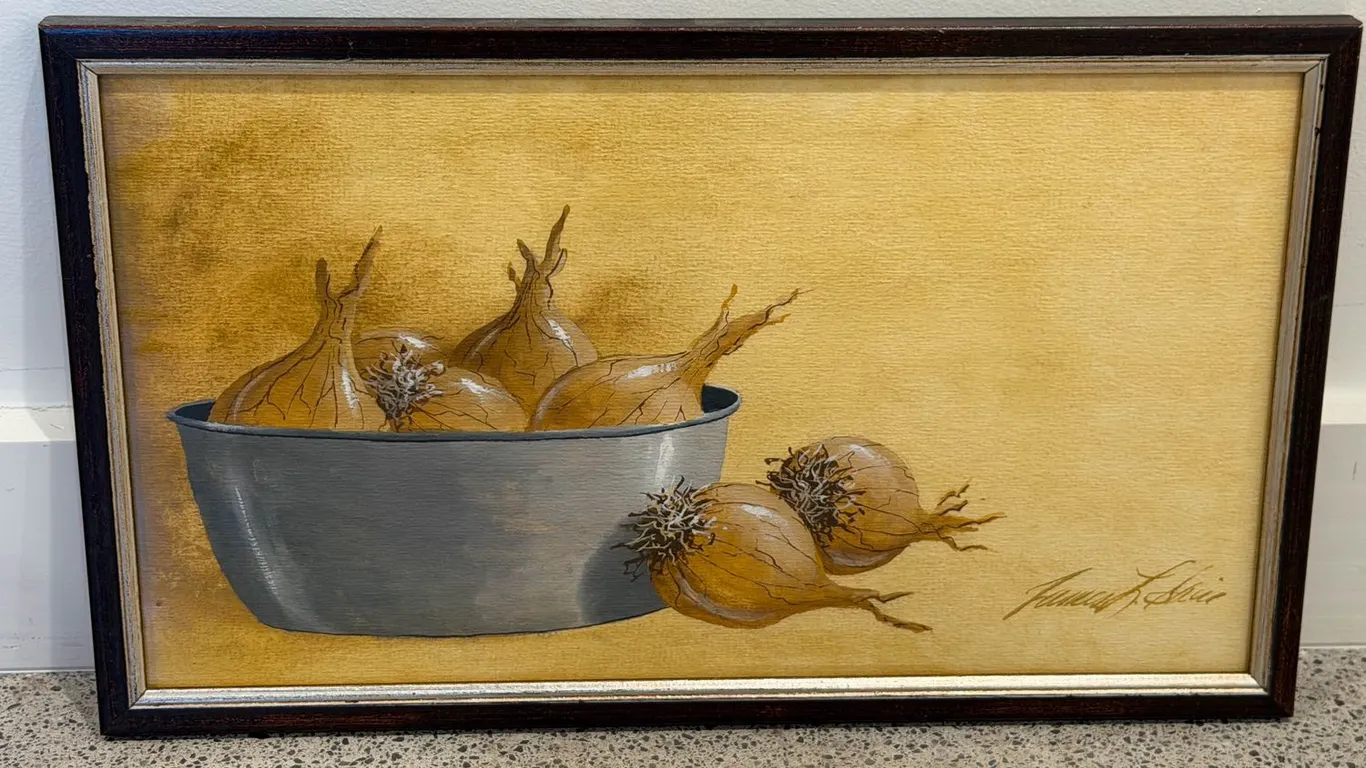 Signed Onion Still-Life Artwork