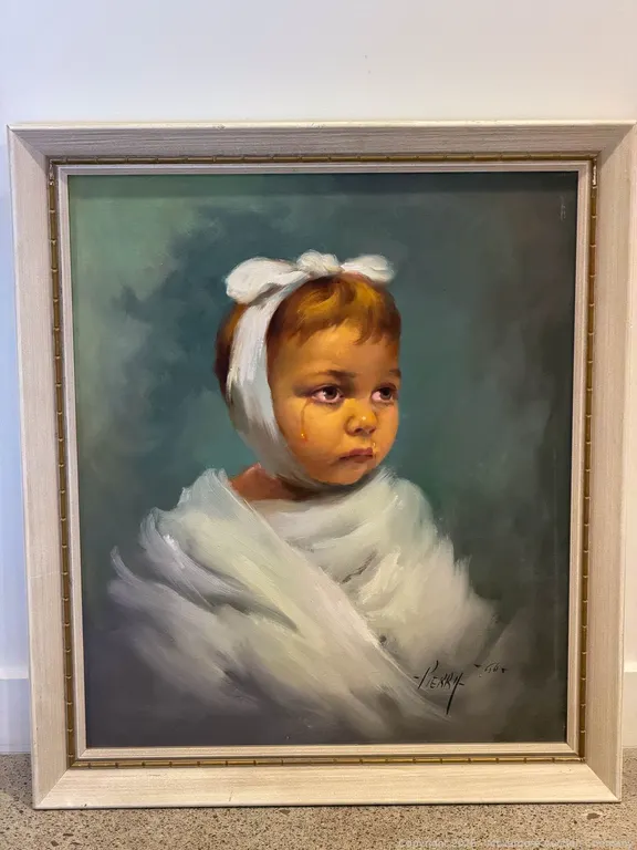 Pierry Signed Portrait of a Crying Child