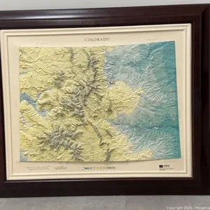 Framed 3-D Topographic Map of Colorado