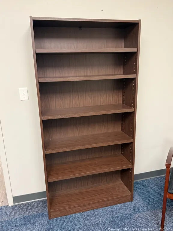 Adjustable Pressboard Bookcase, Six Shelves