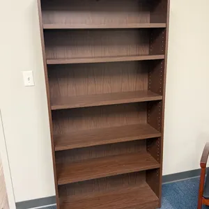 Adjustable Pressboard Bookcase, Six Shelves