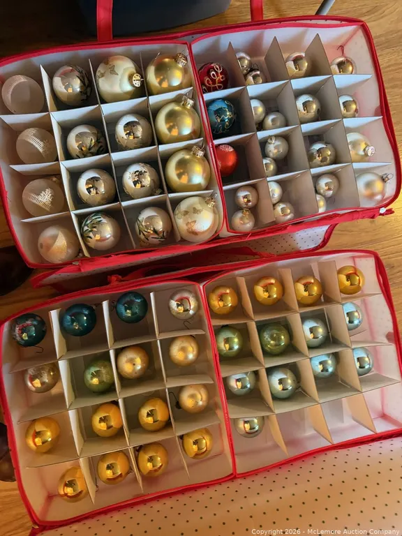 Two Large Bins of Vintage Christmas Glass Ornaments