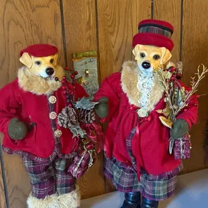 Pair of Christmas Dog Statues