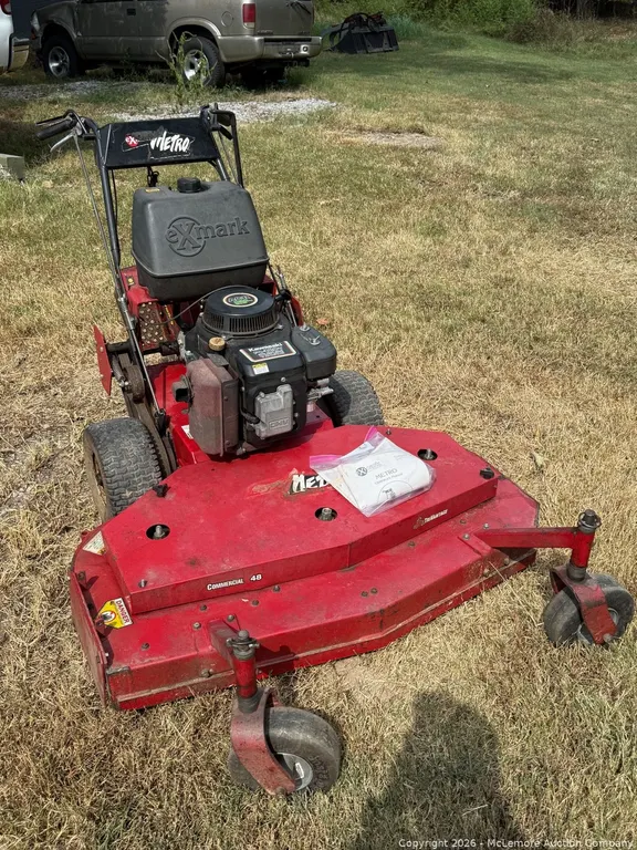 Exmark Metro Belt-Drive Walk-Behind Mower with Kawasaki FC420V Engine and Velke Sulky