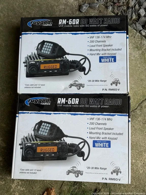 Pair of Rugged Radios RM-60 60-Watt Mobile Radios, New Old Stock