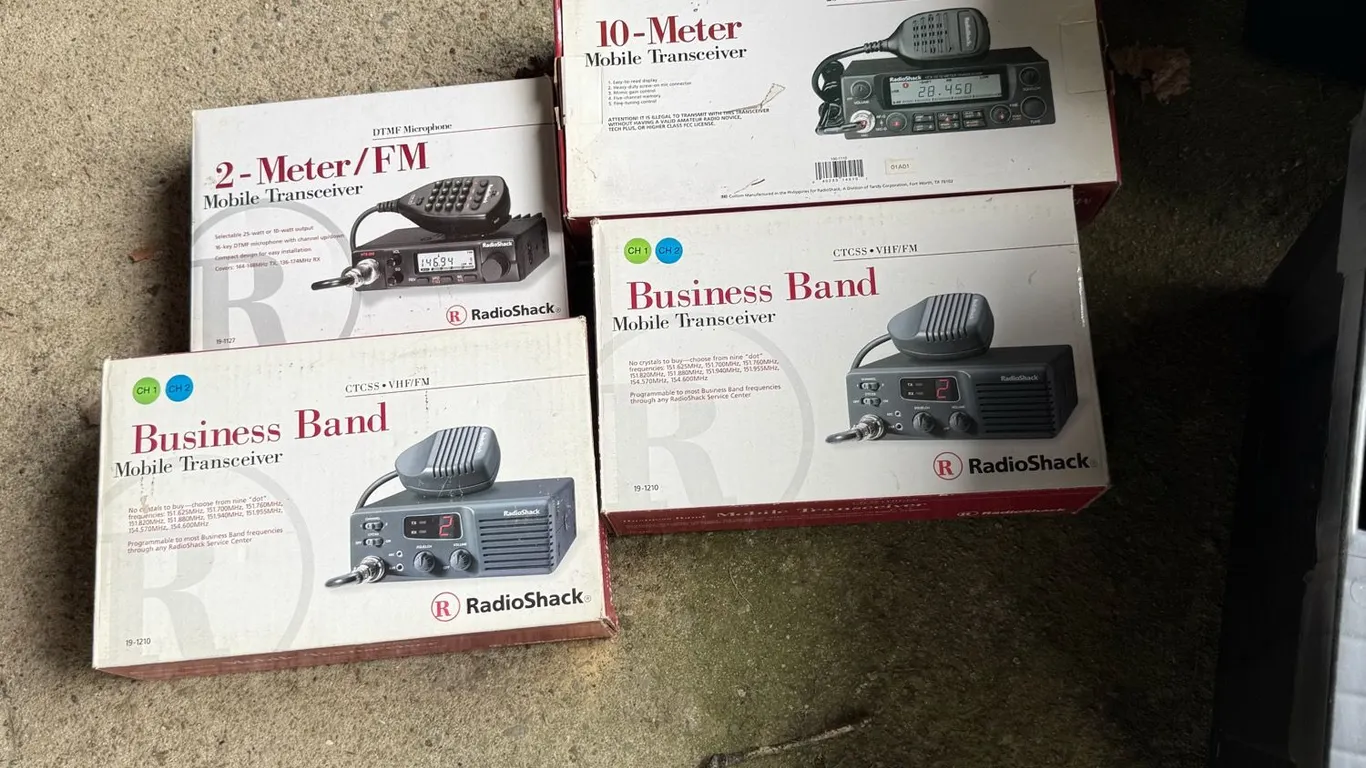 Four Radio Shack Radio Sets: Mobile, Business Band and 2-Meter