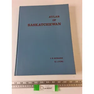 Atlas of Saskatchewan 13 1/2" x 10" Blue Hardcover, Vintage One Ripped Page