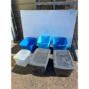 **(6) Plastic Totes up to 21" x 15.75" x 17" & (3) Lids- Can't Ship