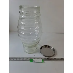 Clear Glass Vintage Jar 13 1/4" Tall, Ribbed Style with Lid