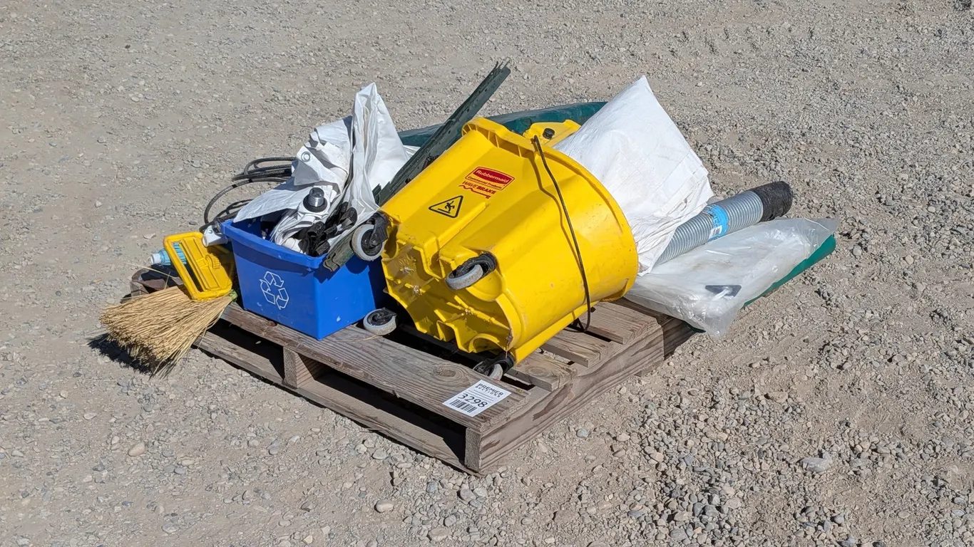 Assorted Cleaning Supplies and Tarps