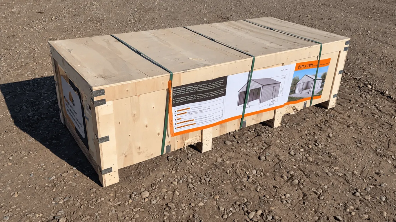 Unused Double Garage Metal Shed