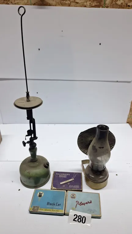 2-Vintage lanterns and 3, cigarette cases