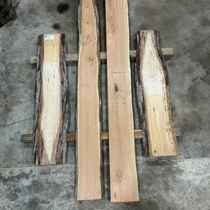 (4) Hickory Slabs, Kiln-dried, Live-edge