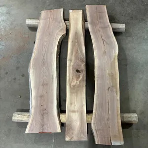 (3) Black Walnut Slabs, Kiln-dried, Live-edge