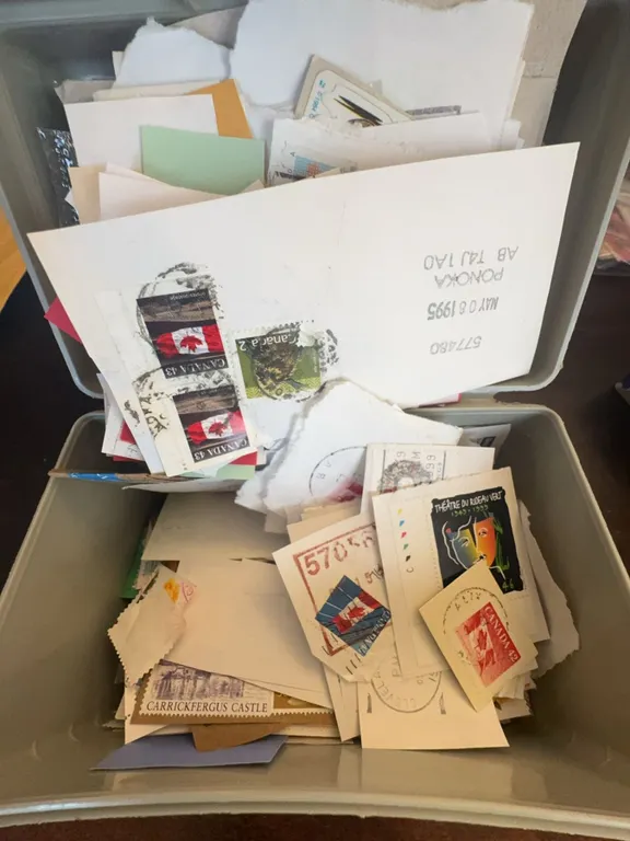 International Stamp Collection in Storage Box, Hundreds of Used Stamps