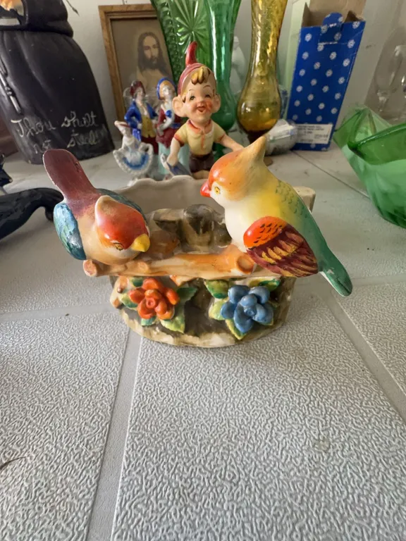 Occupied Japan Porcelain Bird Figurine Planter