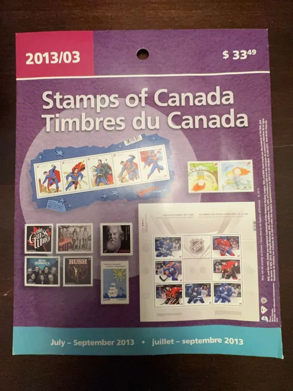Canada Post Stamp Collection Booklet July-September 2013 Issue $33.49 Face Value